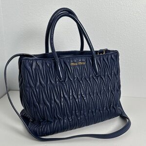 💯Authentic Miu Miu Navy Quilted Shoulder Bag🍀
